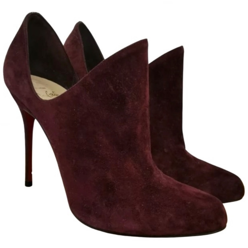 SOLD Christian Louboutin burgundy suede booties size 38